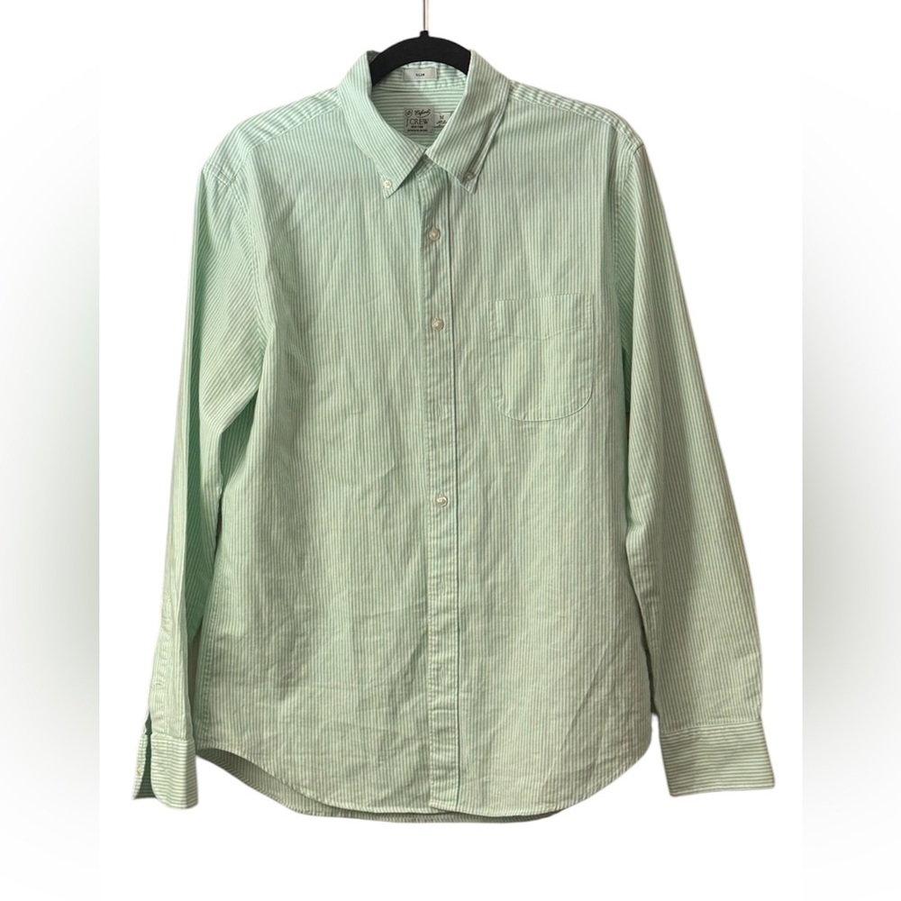 J Crew Men's Green Striped Shirt